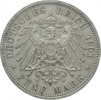Preussen 5 Mark 1901 - Friedrich I. & Wilhelm II. - Fehlprägung